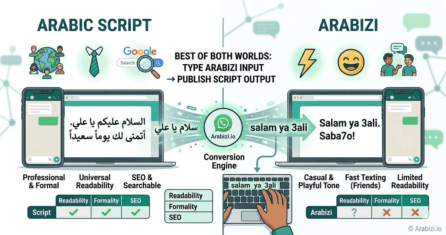 Arabic Script vs. Arabizi: When to Use Each Online